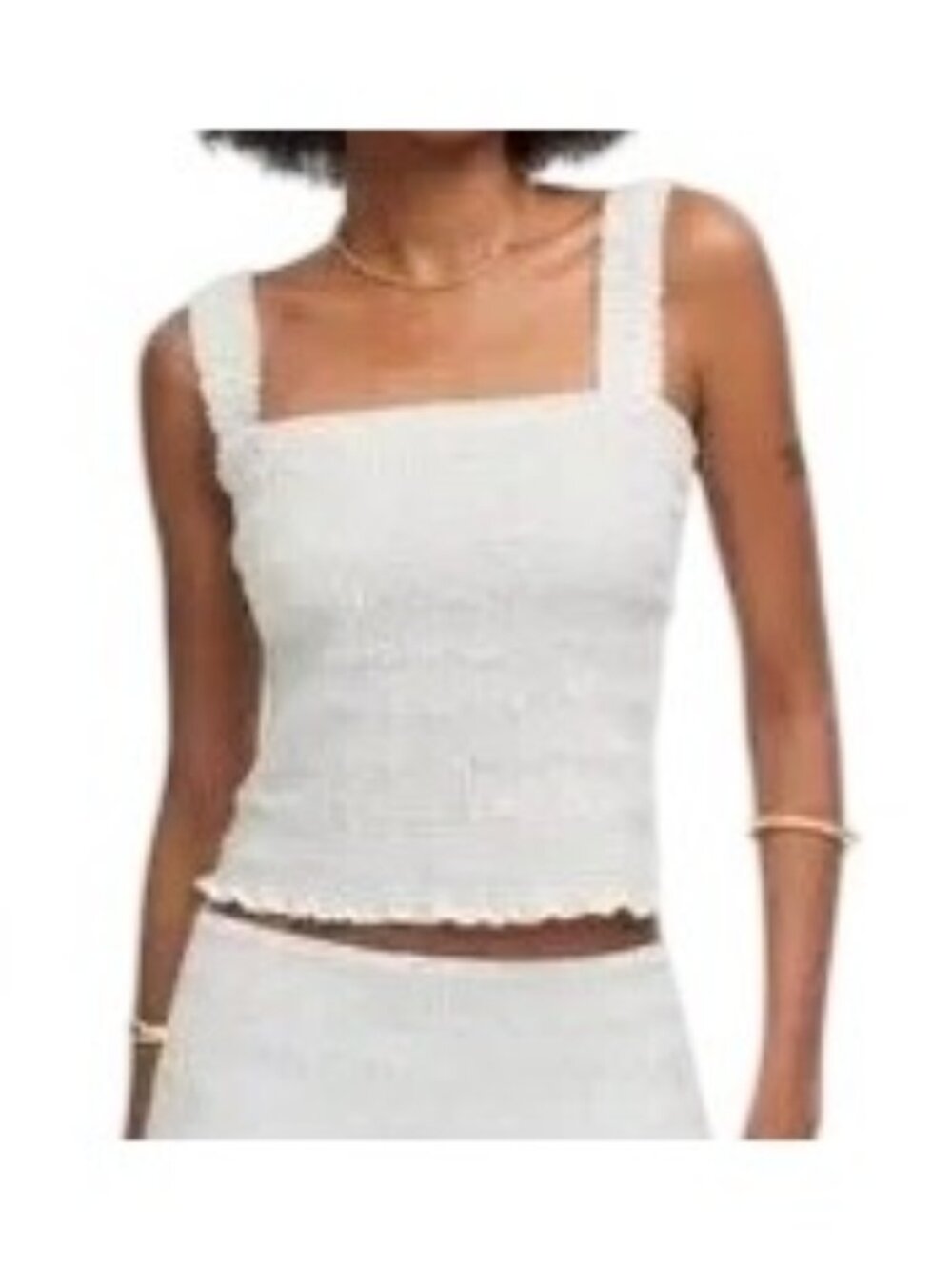 Madewell Women's Poplin Smocked Tank White Size Medium NWT